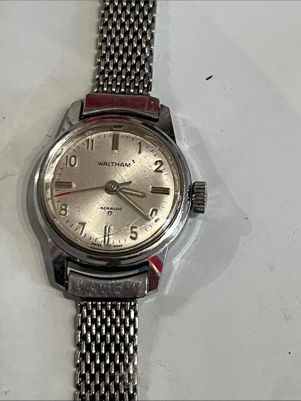 WALTHAM Silver-Tone  Dress Watch - Classic Mesh, needs a fresh battery